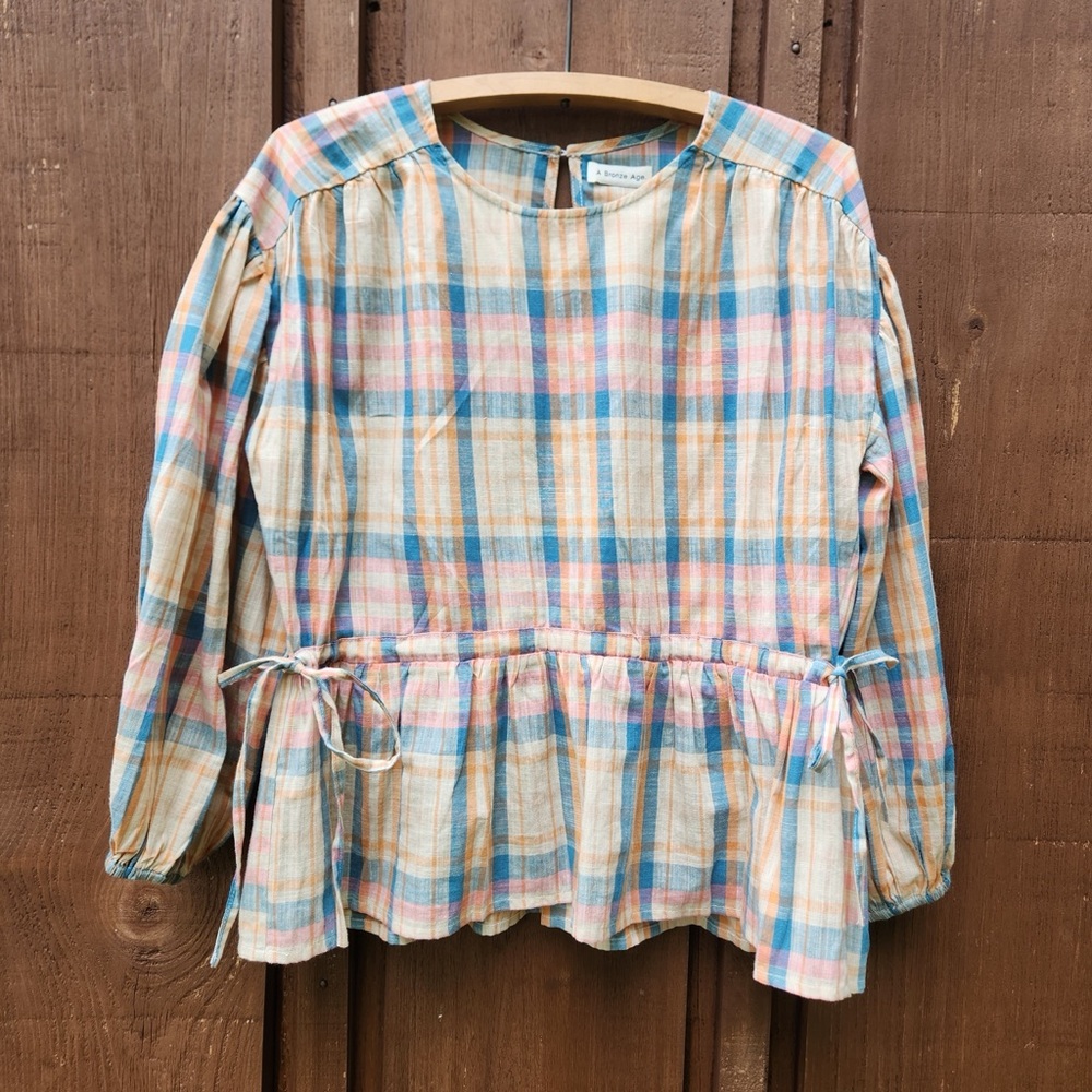 A Bronze Age - Peplum Plaid Blouse